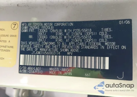 2006 Lexus Rx 400H from USA, damaged, VIN JTJGW31U560003174